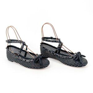Valentino Garavani Rockstud Mesh Crystal Ballet Flats Black Size 37.5 US 7.5